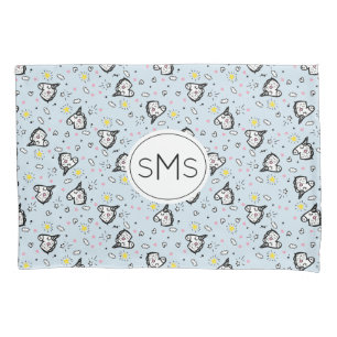Cute Girly Pastel Blue Unicorn Pattern Monogram Pillowcase
