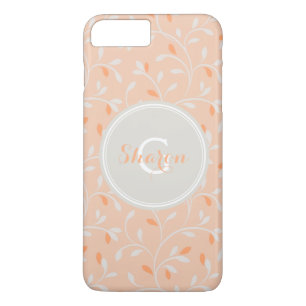 Cute girly pastel orange floral pattern monogram Case-Mate iPhone case