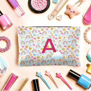 Cute girly pastel pattern monogram accessory pouch
