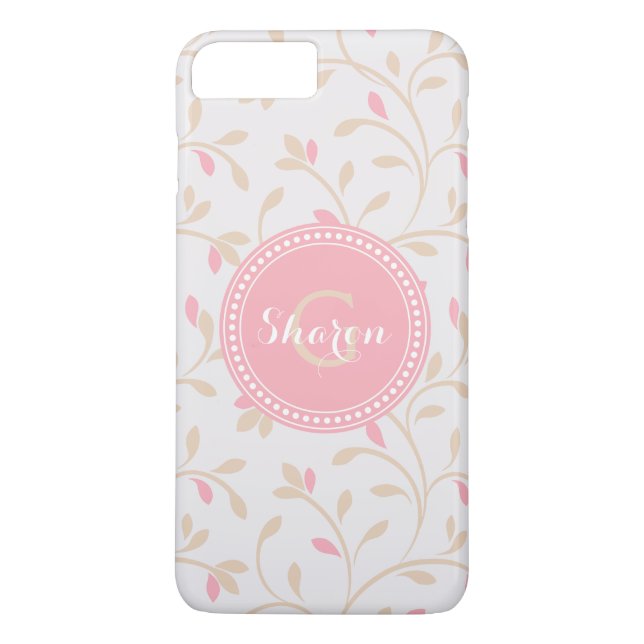Cute girly pastel pink floral pattern monogram Case-Mate iPhone case (Back)