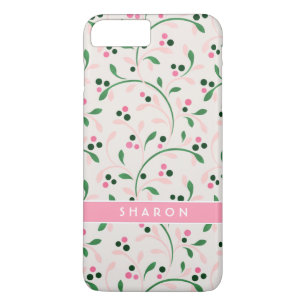 Cute girly pastel pink floral pattern monogram Case-Mate iPhone case