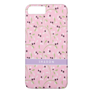 Cute girly pastel pink floral pattern monogram iPhone 8 plus/7 plus case