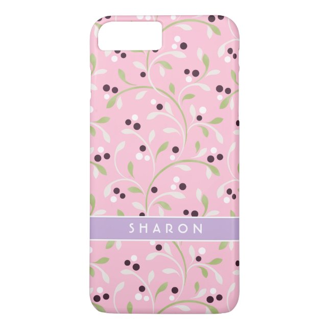 Cute girly pastel pink floral pattern monogram Case-Mate iPhone case (Back)