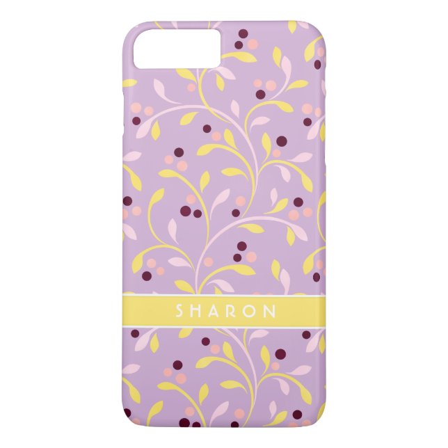 Cute girly pastel purple floral pattern monogram Case-Mate iPhone case (Back)