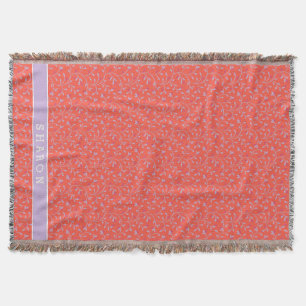 Cute girly pastel purple floral pattern monogram throw blanket