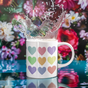 Cute Girly Pastel Rainbow Hearts Coffee Mug