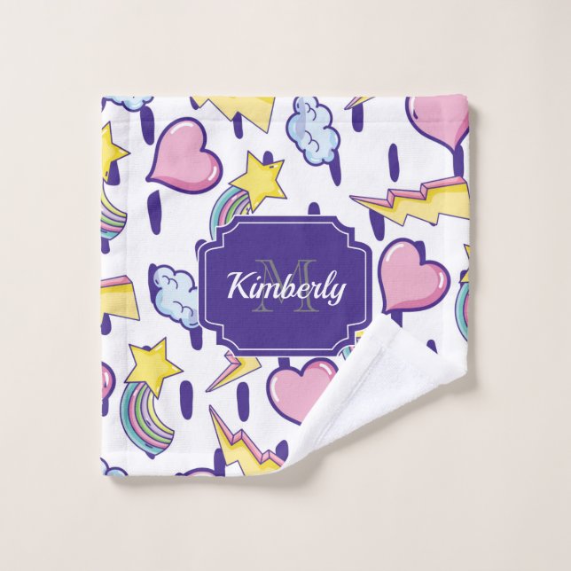 Cute Girly Pattern Bath Towel Set (Wash Cloth)