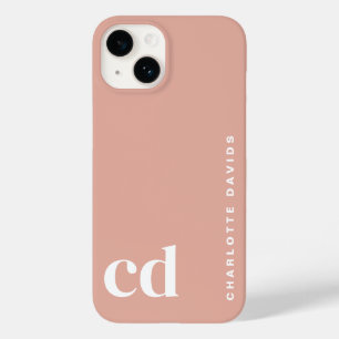 Cute Girly Peach Monogram Case-Mate iPhone 14 Case
