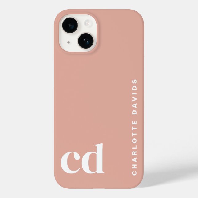 Cute Girly Peach Monogram Case-Mate iPhone Case (Back)