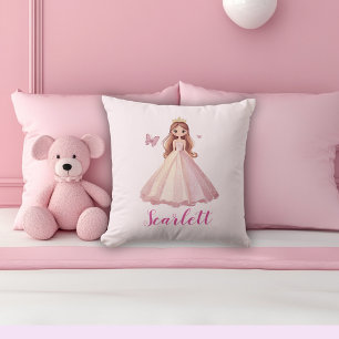 Cute Girly Personalised Pink Princess Personalised Cushion
