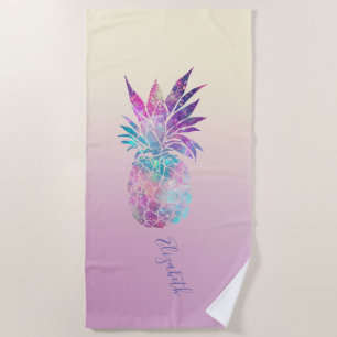 Cute Girly  Pineapple ,Ombre  -Personalised Beach Towel
