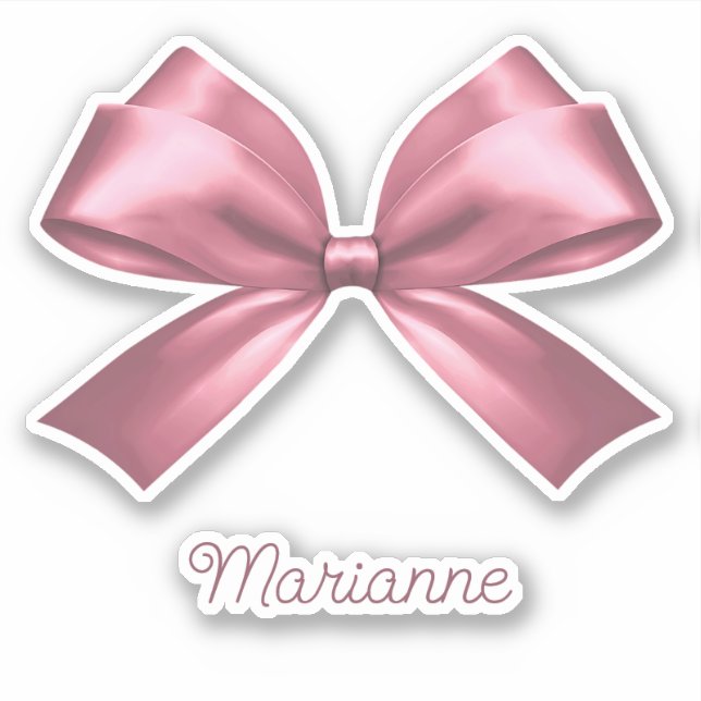 Cute Girly Pink Aesthetic Bow with Name (Front)