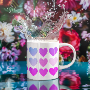 Cute Girly Pink Aqua and Purple Hearts Coffee Mug