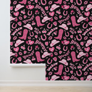 Cute Girly Pink Black Cowgirl Aesthetic Wallpaper