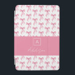 Cute Girly Pink Bow Monogram iPad Mini Cover<br><div class="desc">Protect your electronic device in style with our elegant,  personalised iPad cover! This charming design features a delicate feminine pink watercolor bow pattern.  Add your monogram and name to make it uniquely yours.  © Kimbellished,  LLC</div>