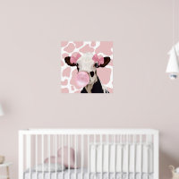 Cute Girly Pink Bubblegum Blowing Cow
