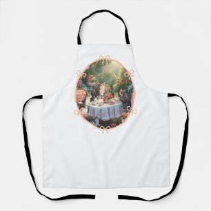 Cute Girly Pink Cats Tea Party Design Feminine Bow Apron