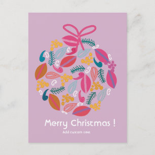 cute girly pink christmas customised  postcard