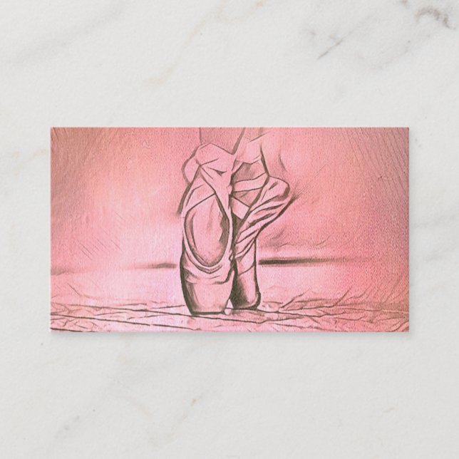 Cute Girly Pink Custom Ballet Slippers Business Card (Front)