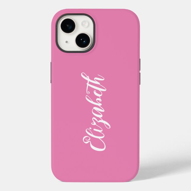 Cute Girly Pink Customisable Name Personal Name Case-Mate iPhone Case (Back)