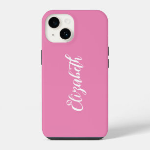 Cute Girly Pink Customisable Name Personal Name iPhone 14 Case