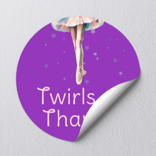 Cute Girly Pink Dance Ballerina Tutu On Purple Classic Round Sticker