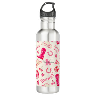 Cute Girly Pink Disco Cowgirl Name Monogram 710 Ml Water Bottle