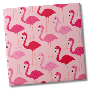 Cute Girly Pink Flamingo Pattern Tile