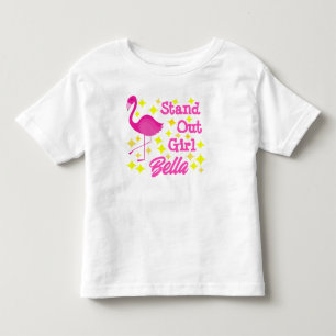 Cute Girly Pink Flamingo Stand Out Girl Toddler T-Shirt
