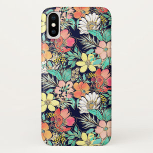 Cute Girly Pink Floral Golden Strokes Design Case-Mate iPhone Case