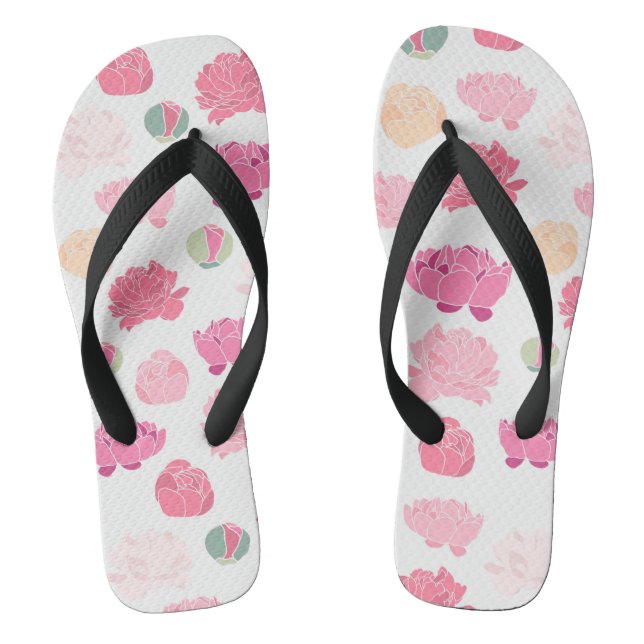 Cute Girly Pink Floral Jandals (Footbed)