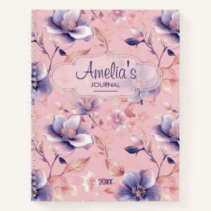 Cute Girly Pink Floral School Social Anxiety Notebook