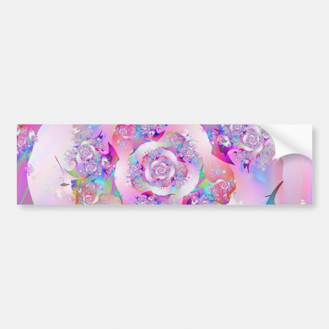 Cute Girly Pink Floral Vector Rose Bumper Sticker (Front)