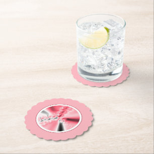 Cute Girly Pink Fractal Paper Coaster