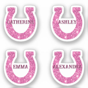 Cute Girly Pink Glitter Horseshoe Name Pack