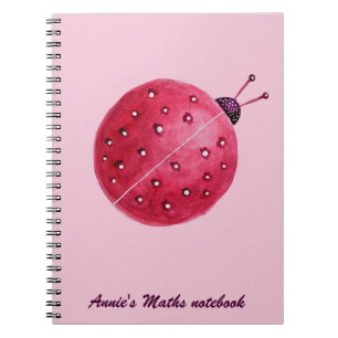 Cute Girly Pink Ladybug Kids Spiral Notebook