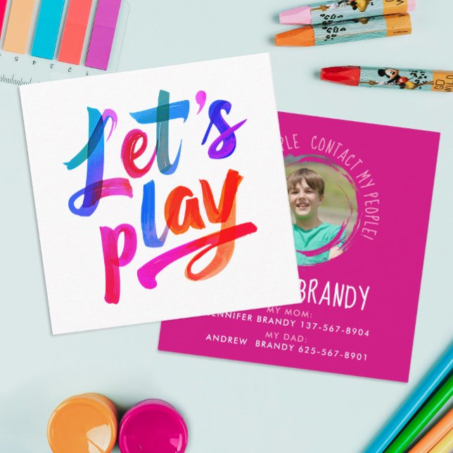 Cute Girly Pink Mummy Calling Paint Script Photo Square Business Card (Creator Uploaded)