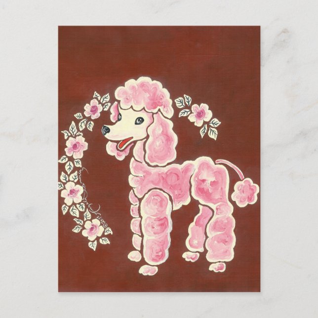 Cute Girly Pink Poodle Dog Postcard (Front)