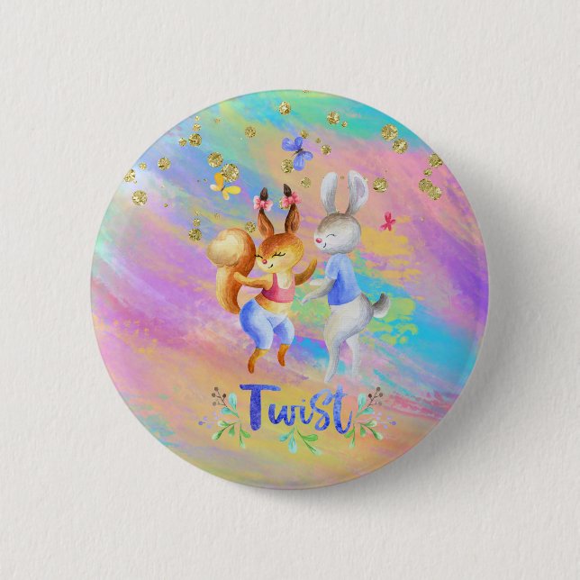 Cute Girly Pink Purple Blue Forest Animals Party 6 Cm Round Badge (Front)