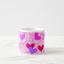 Cute Girly Pink Purple & Red Hearts Pattern