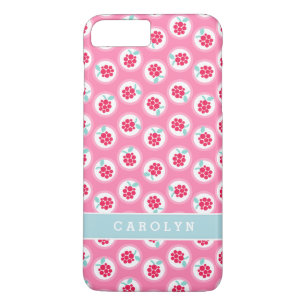 Cute girly pink raspberry patterns monogram Case-Mate iPhone case