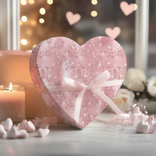 Cute Girly Pink Rose Gold Glitter Floral Pattern  Wrapping Paper