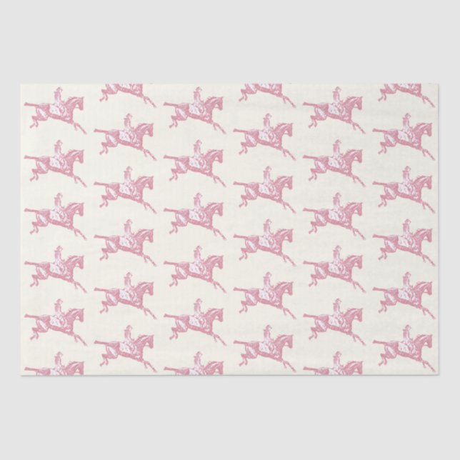 Cute Girly Pink Rose Gold Horseback Riding Tissue Paper (Front)