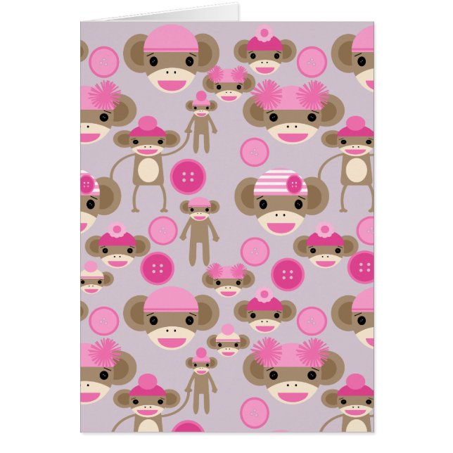 Cute Girly Pink Sock Monkey Girl Pattern Collage (Front)