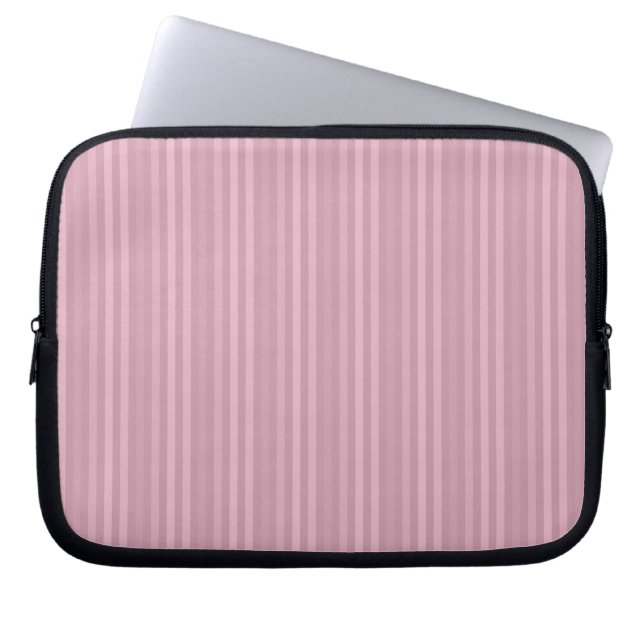 Cute Girly Pink Vertical Stripes Pattern Laptop Sleeve (Front)