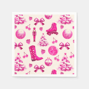 Cute Girly Preppy Pink Christmas Pattern Napkin