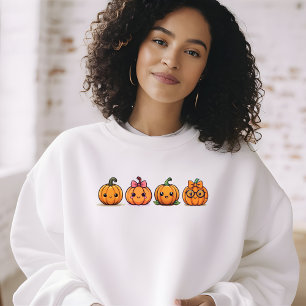 Cute Girly Pumpkins Fall Halloween Cosy Sweatshirt