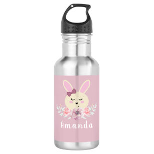 Cute Girly Purple Bunny Rabbit Floral Kids 532 Ml Water Bottle