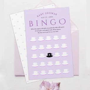 Cute Girly Purple Lavender Baby Shower Bingo Tea 