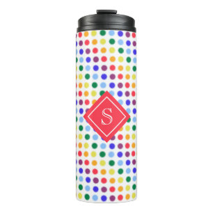 Cute Girly Rainbow Polka Dots Personalised Thermal Tumbler